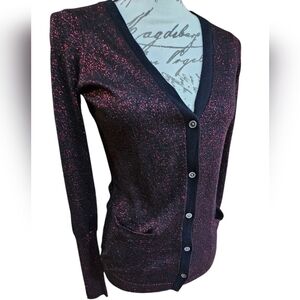 Simply Vera Vera Wang Red and Black Cardigan | Women's Size Small
